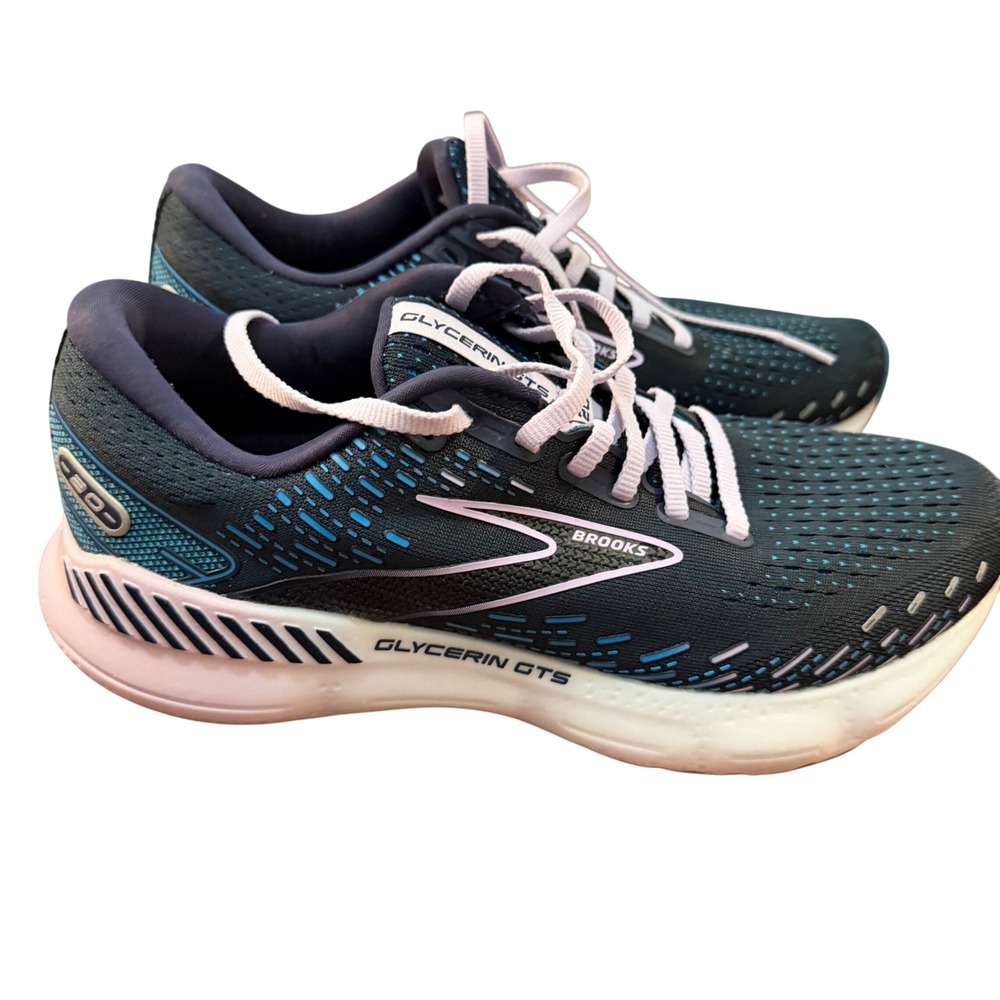 Brooks Glycerin GTS 20 Womens Running Shoes Blue Stability Sneakers EUC sz 9